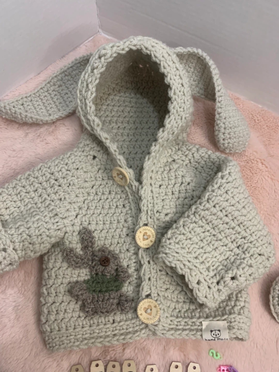 Handmade Crochet Baby Sweater and Booties Set - photo 4