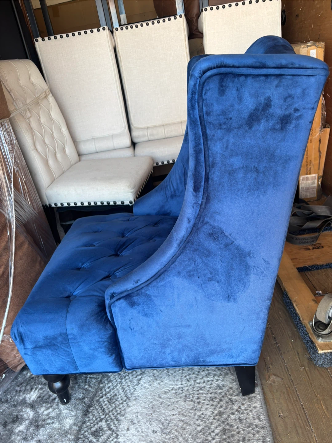 New Velvet Tufted Accent Chair blue - photo 2