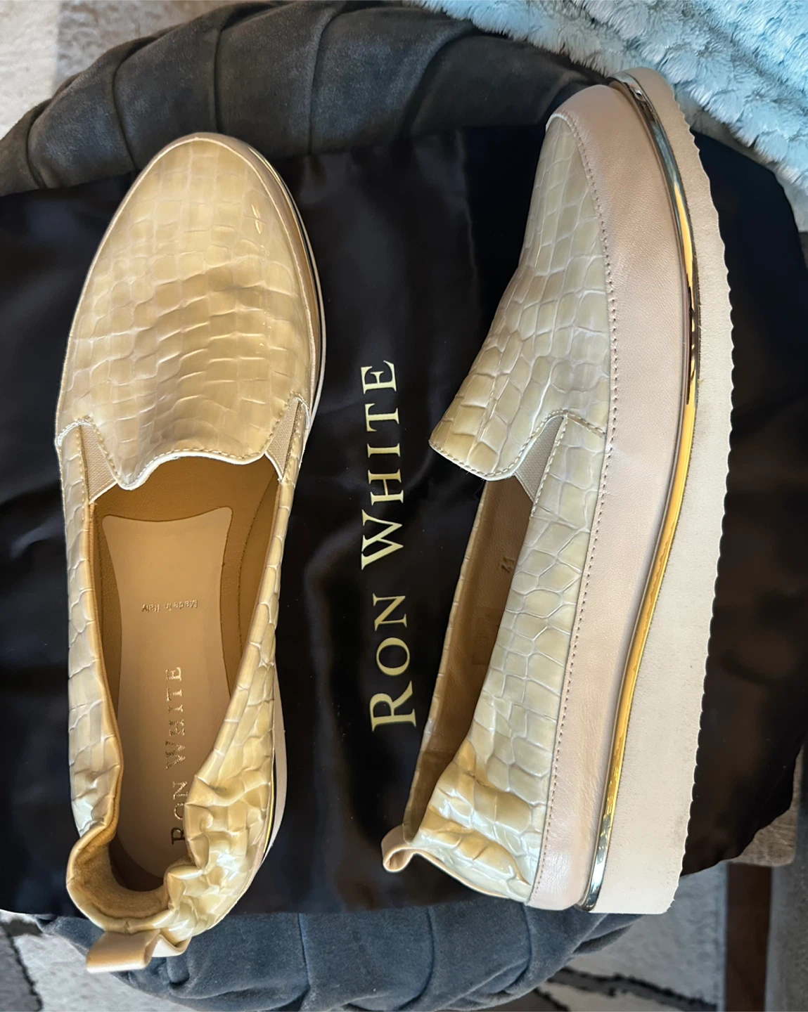 Ron White Leather Slip-On Sneakers Size 10-10.5