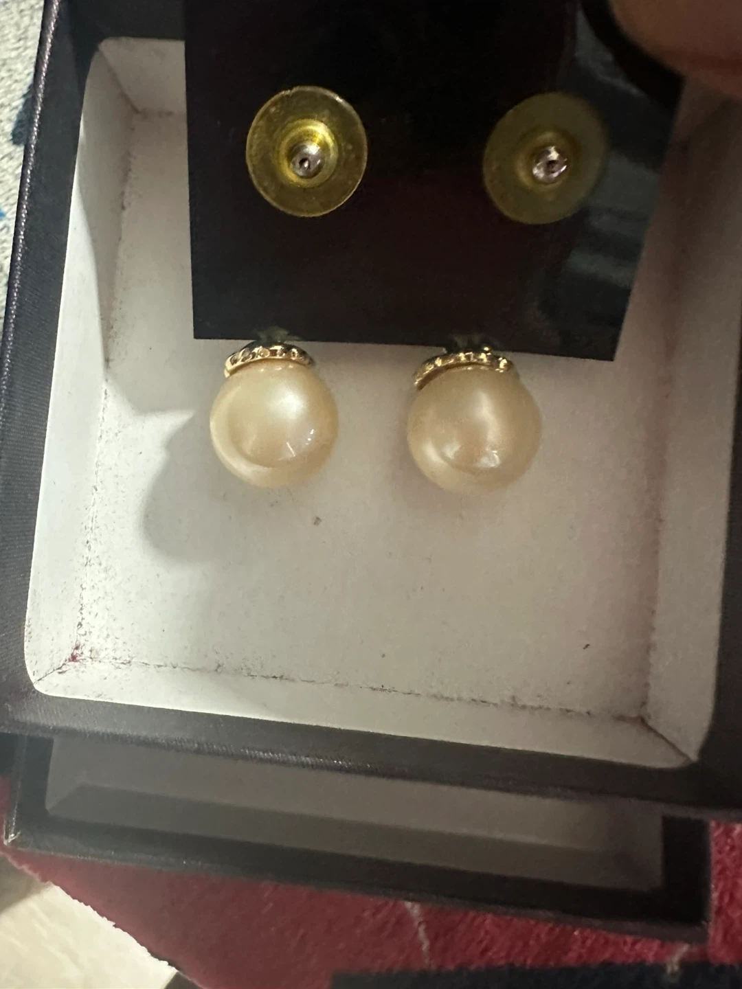 Faux Pearl Drop Earrings with Rhinestone Detail - photo 2