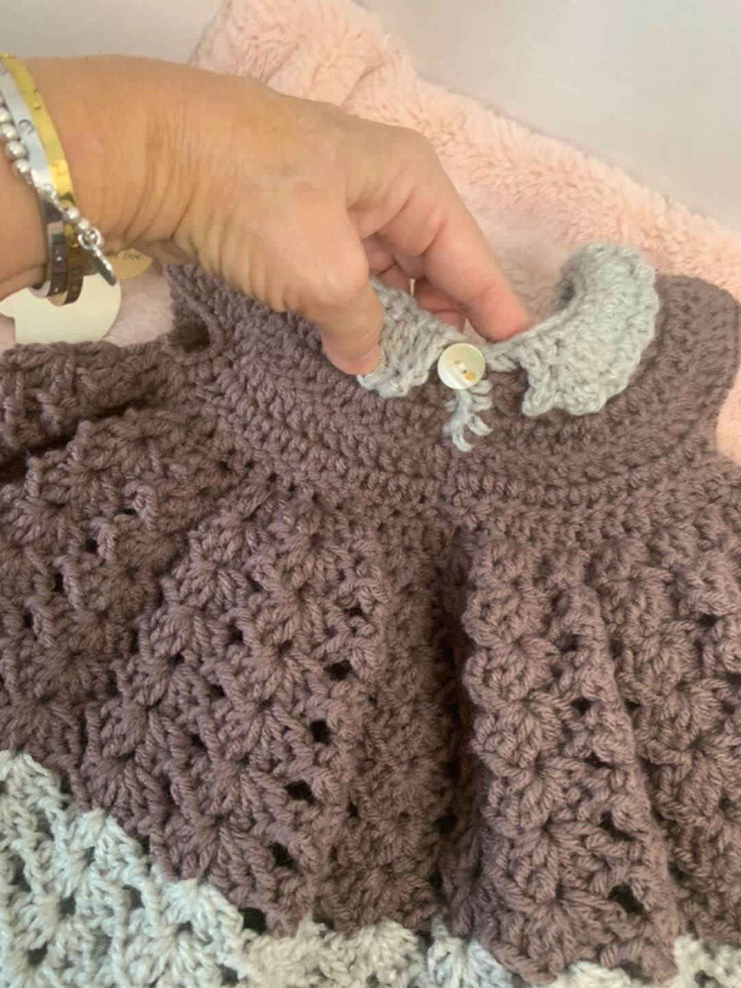 Handmade Crochet Baby Dress and Booties Set - photo 3