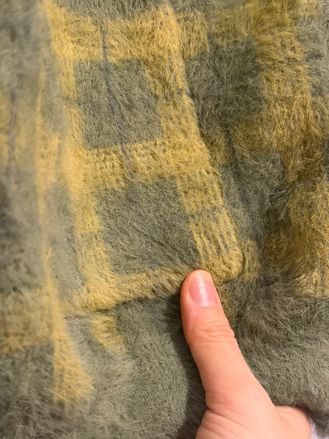 Green and Yellow Plaid Fuzzy Cardigan - photo 2