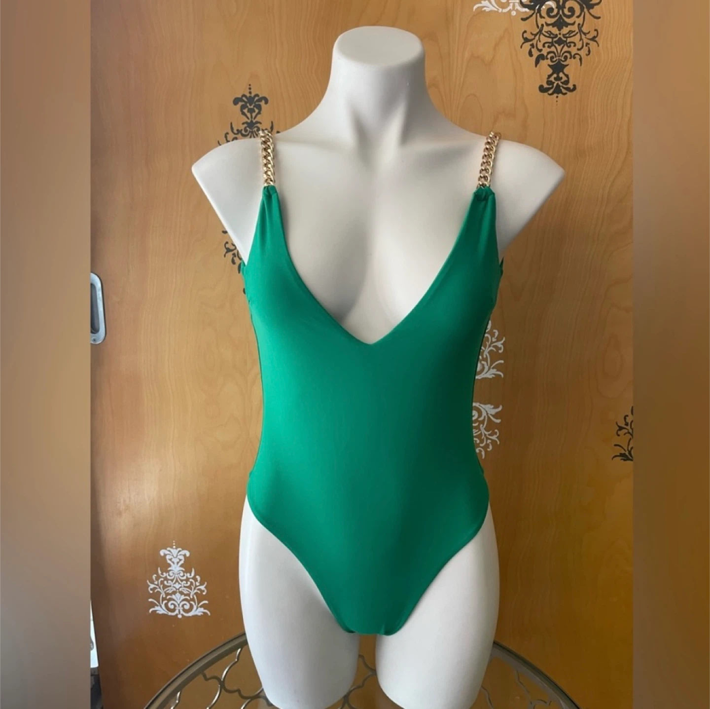 NWT Green V-Neck One Piece Dual Swimsuit & Bodysuit