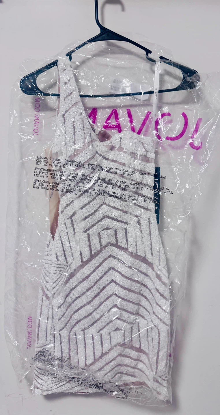 Jovani White Sequin One-Shoulder Cocktail Dress - photo 3
