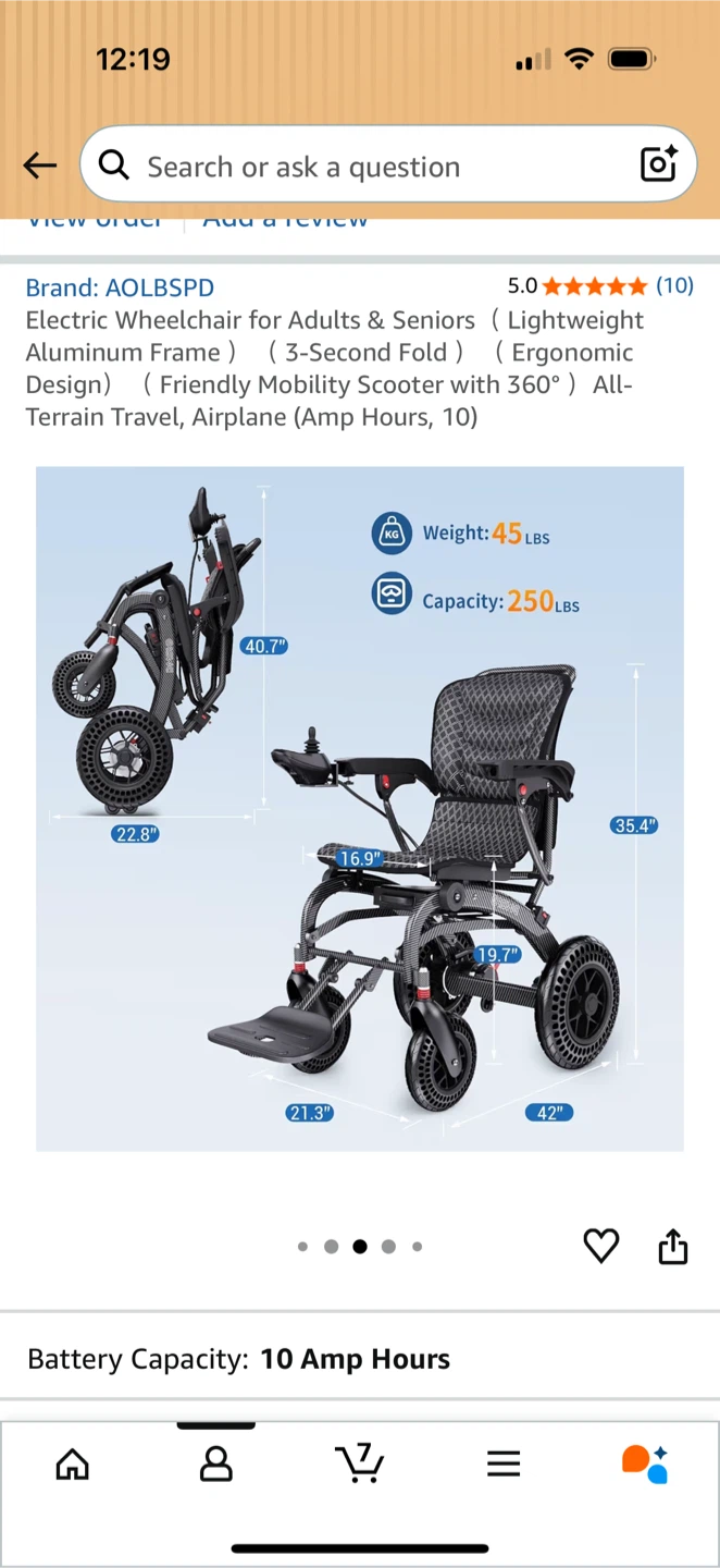 AOLBSPD Electric Wheelchair for Adults & Seniors