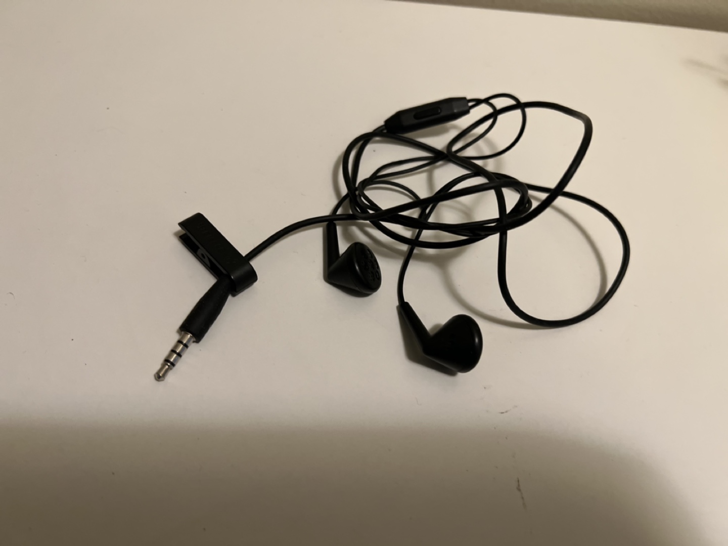 Black Earbuds with Mic and Clip