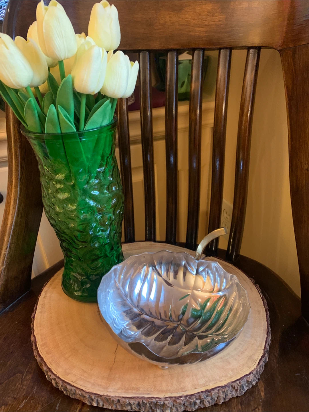 Silver Leaf Serving Dish with Brass Petiole