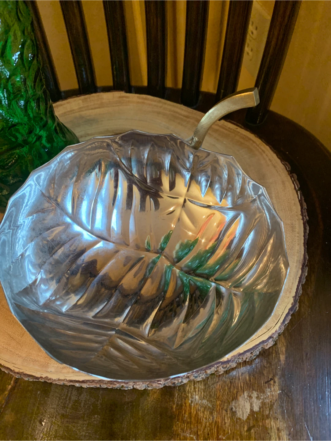 Silver Leaf Serving Dish with Brass Petiole - photo 2