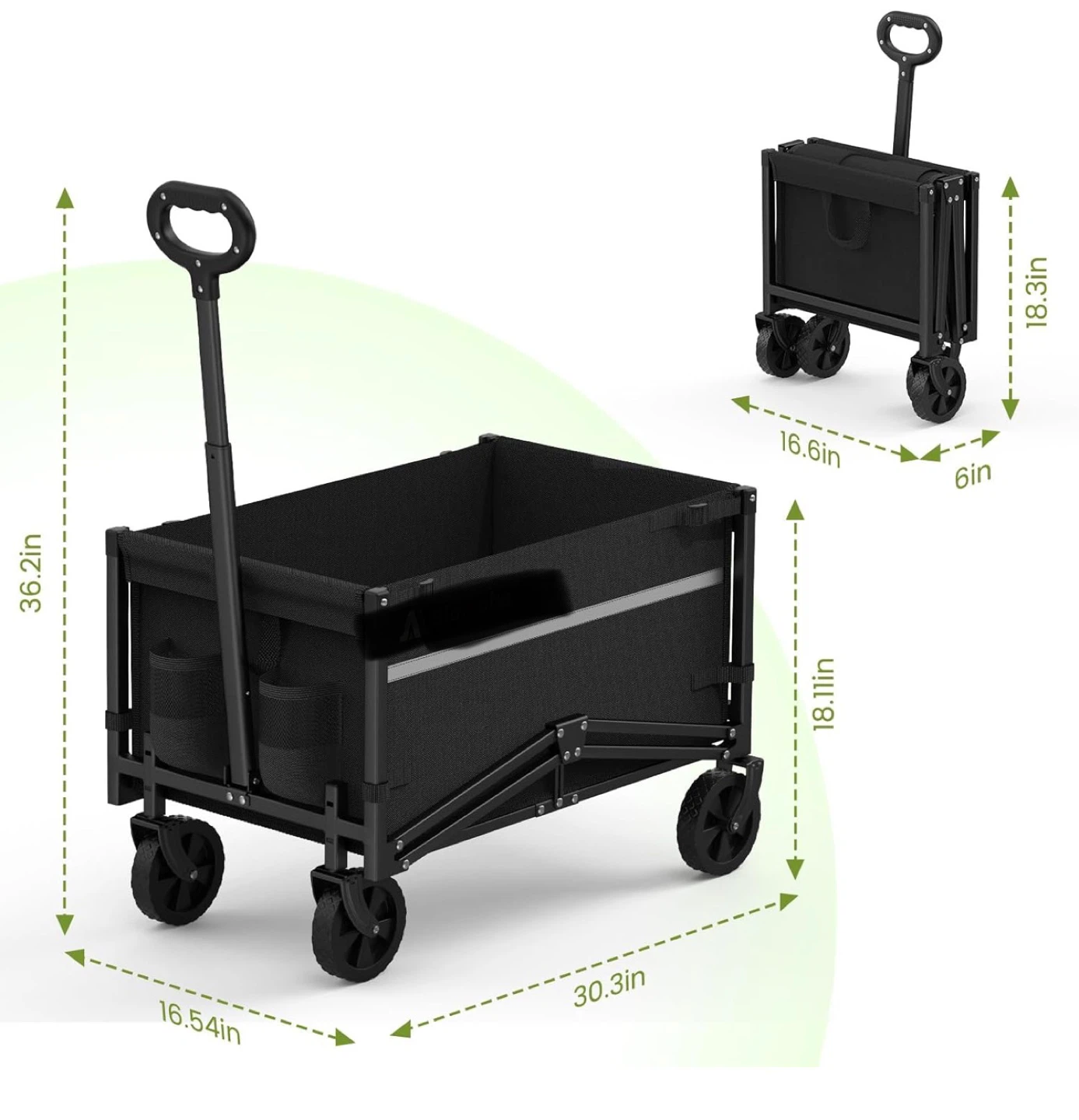Black Folding Outdoor Utility Wagon Cart with Wheels - photo 2