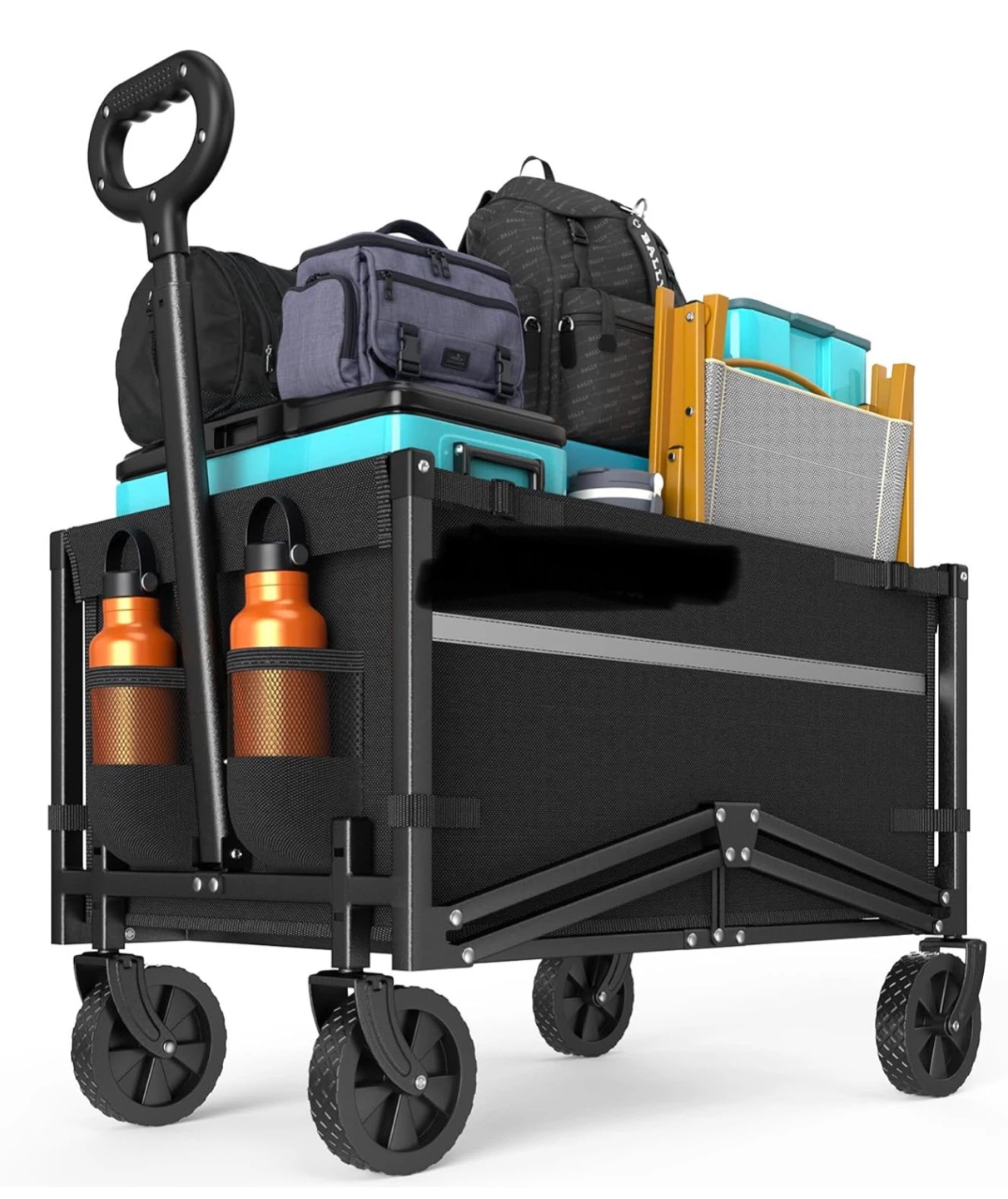 Black Folding Outdoor Utility Wagon Cart with Wheels