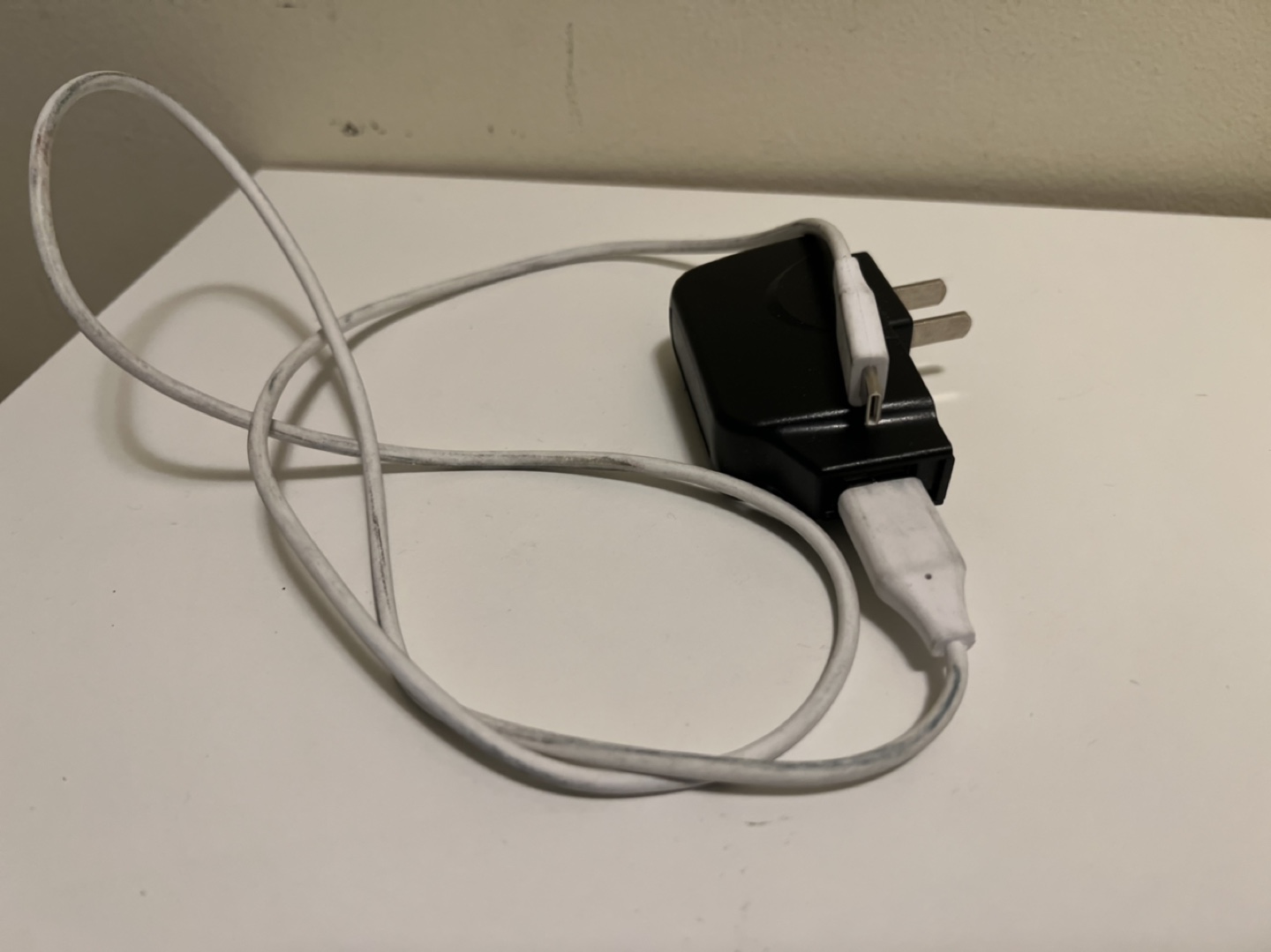 Black USB Wall Charger with White Cable