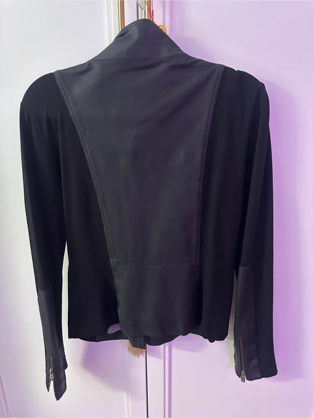 BOD CHRISTENSEN Black Leather & Knit Moto Jacket - Size M - photo 4