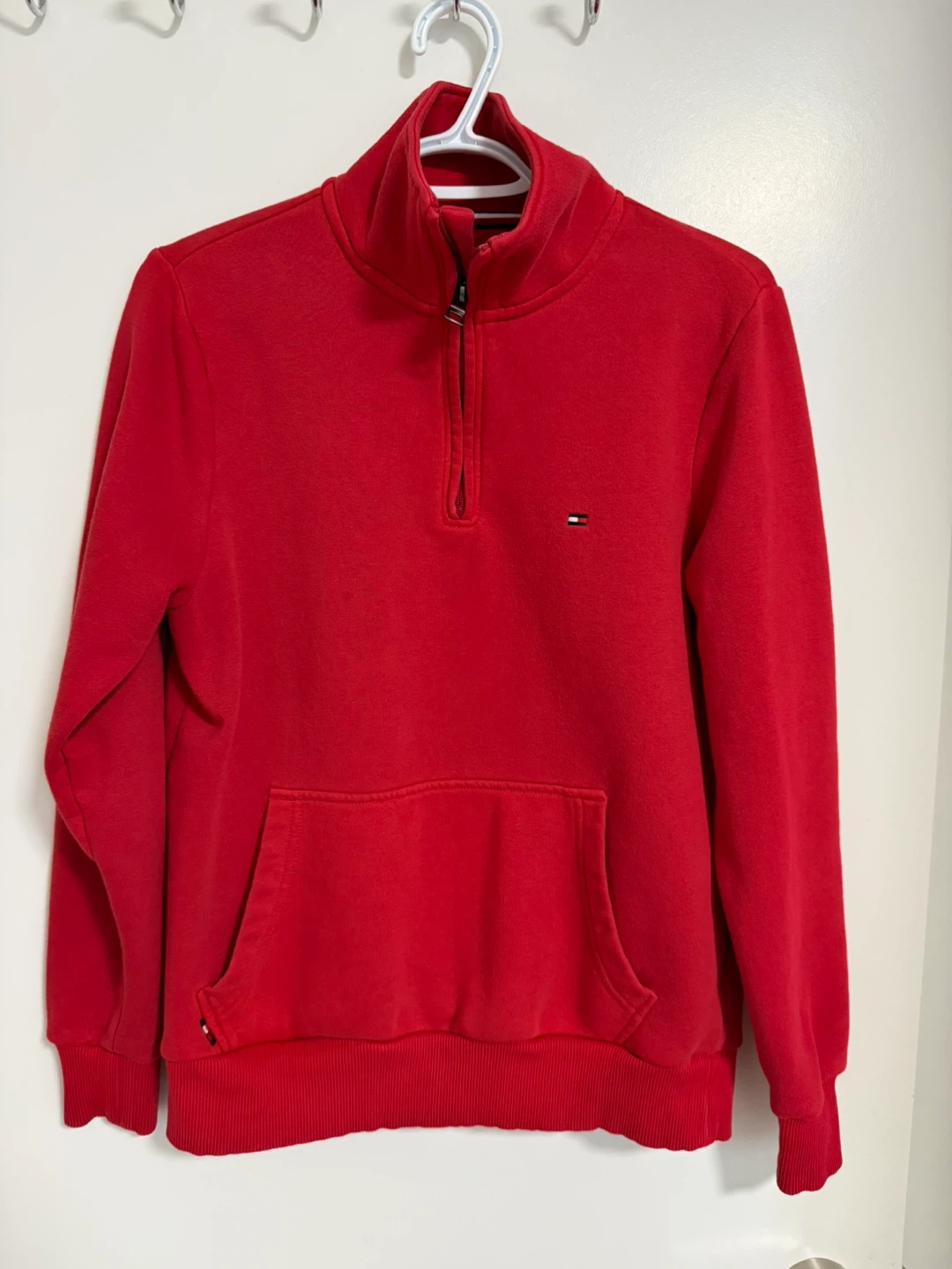 Tommy Hilfiger Red 1/4 Zip Sweatshirt - Size XS