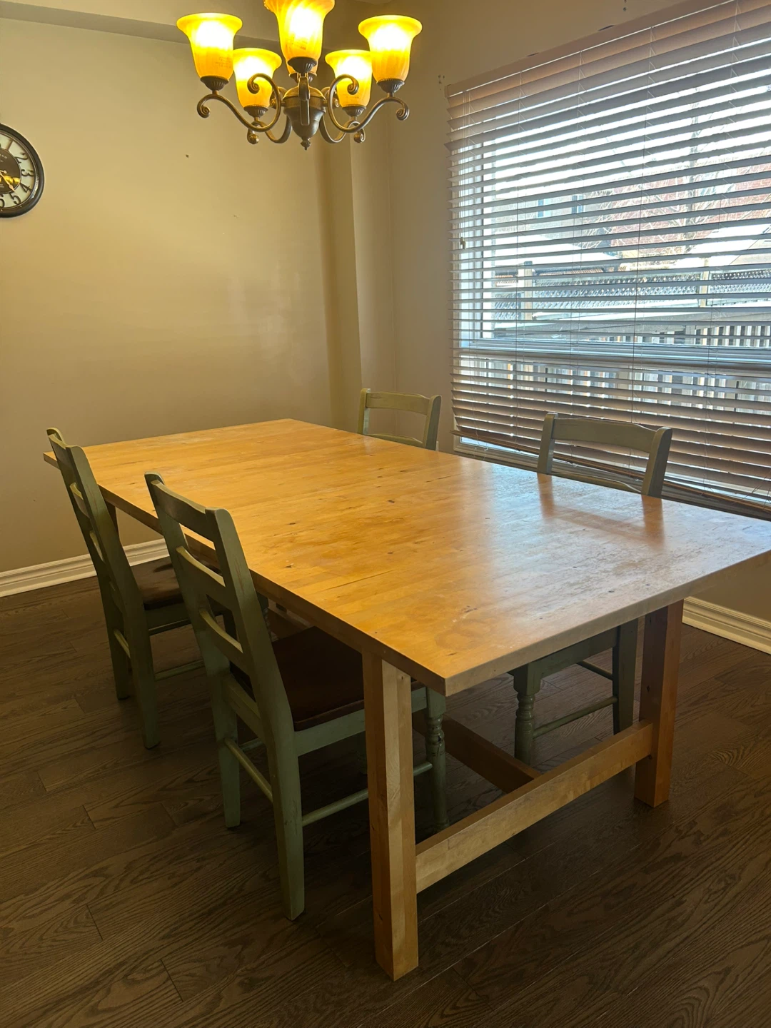 Wooden Dining Table with 4 Chairs