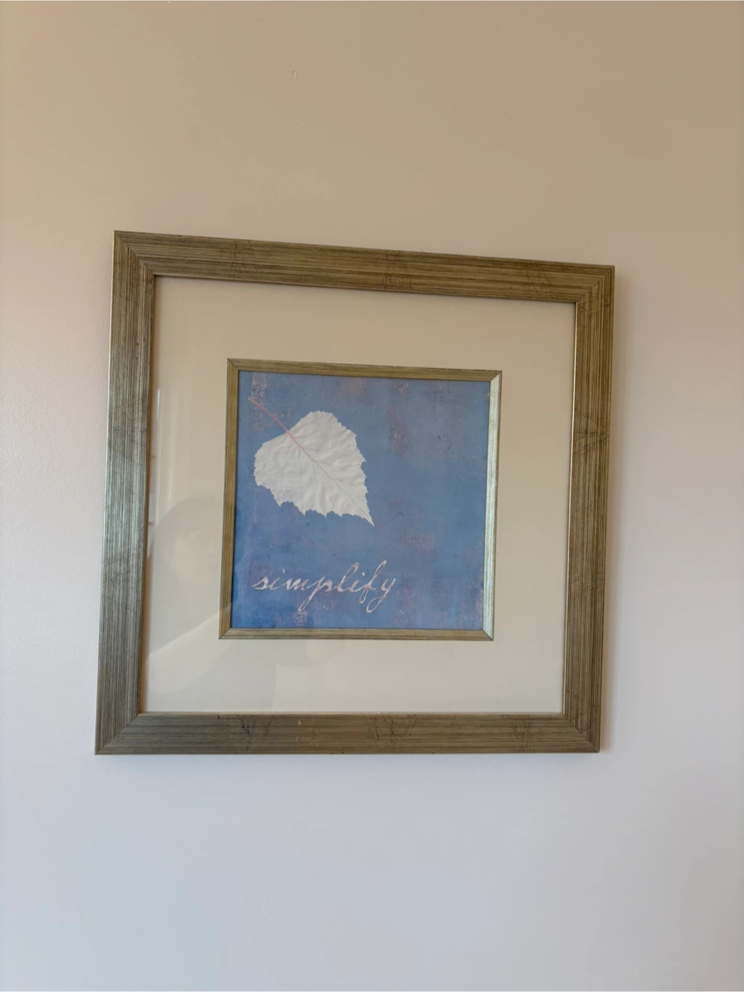Framed 'Simplify' Leaf Wall Art