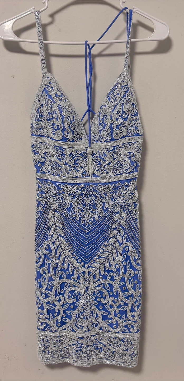 Jovani Blue Beaded Mini Dress - photo 5