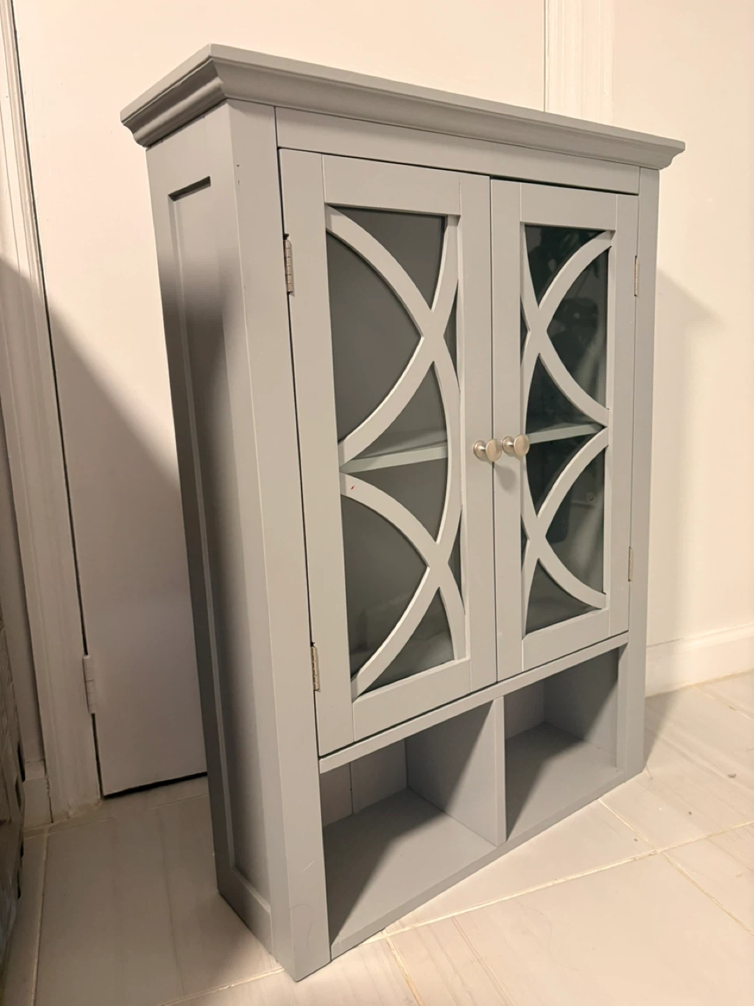 Grey Medicine Cabinet with Glass Doors - photo 4