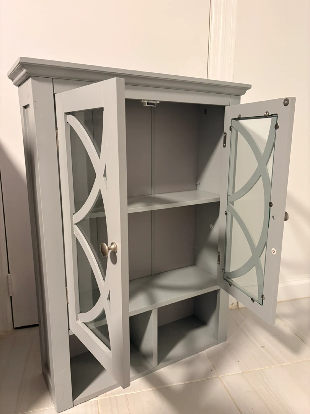 Grey Medicine Cabinet with Glass Doors - photo 3