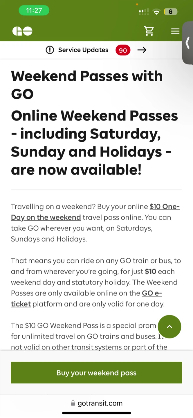 GO Weekend Pass - $10 One-Day Travel Pass