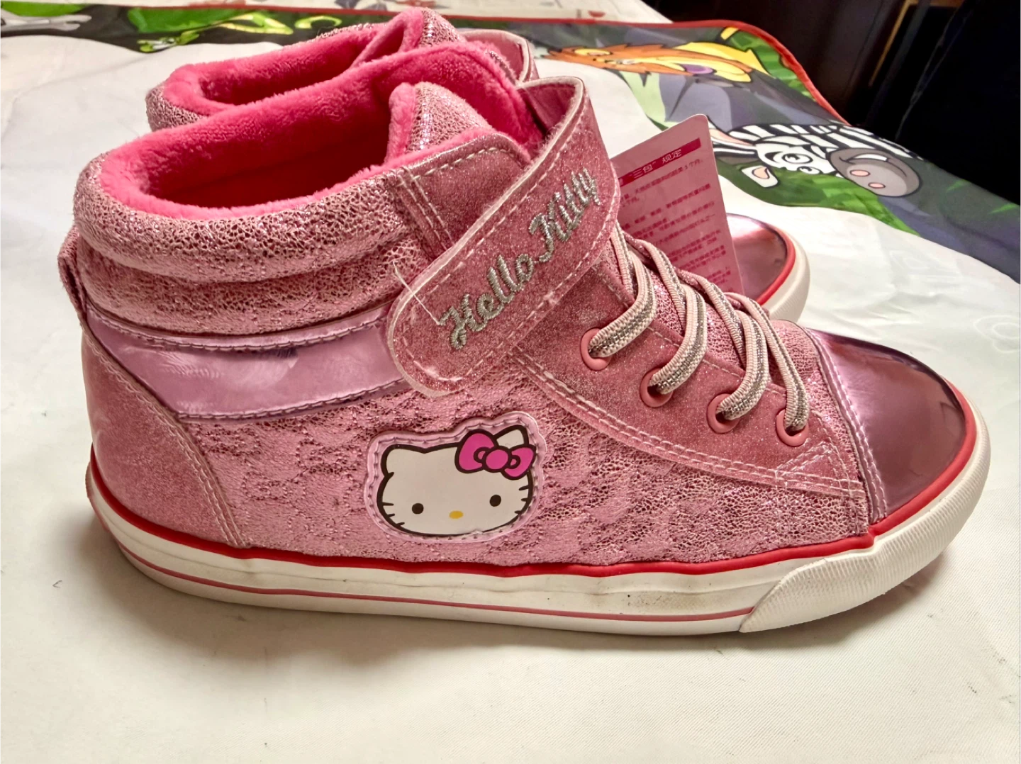 Hello Kitty Pink Glitter High Top Sneakers Size 37