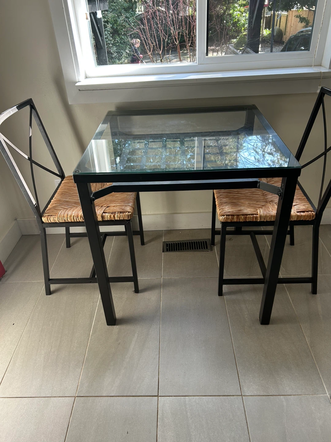 Glass Top Dining Table with 2 Chairs