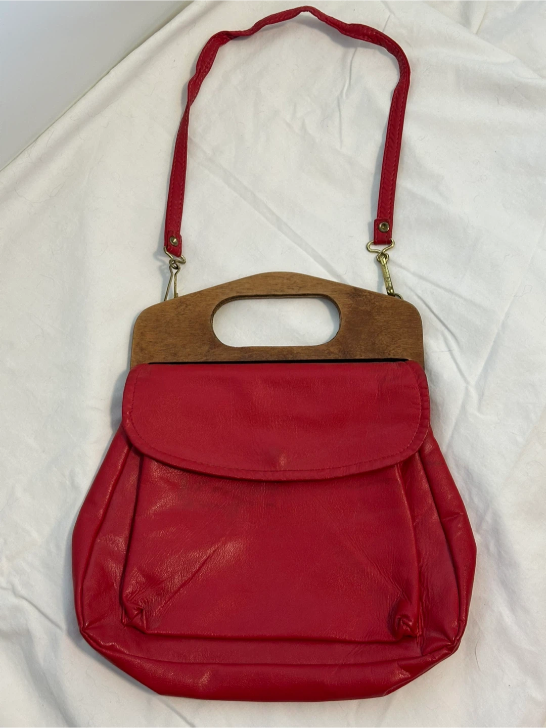 Vintage Cabrelli Purse with Wooden Handle and Original Hardware