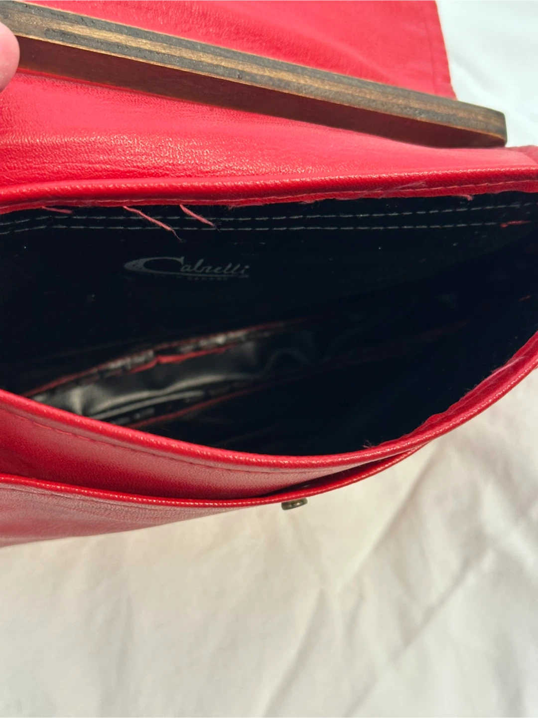 Vintage Cabrelli Purse with Wooden Handle and Original Hardware - photo 4