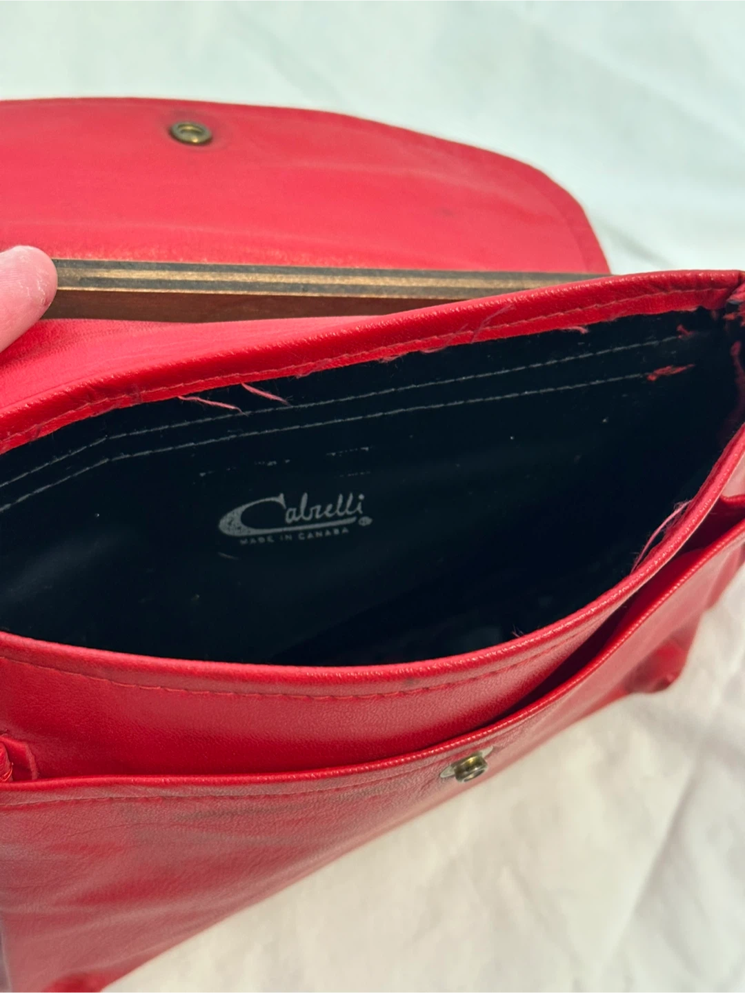 Vintage Cabrelli Purse with Wooden Handle and Original Hardware - photo 3