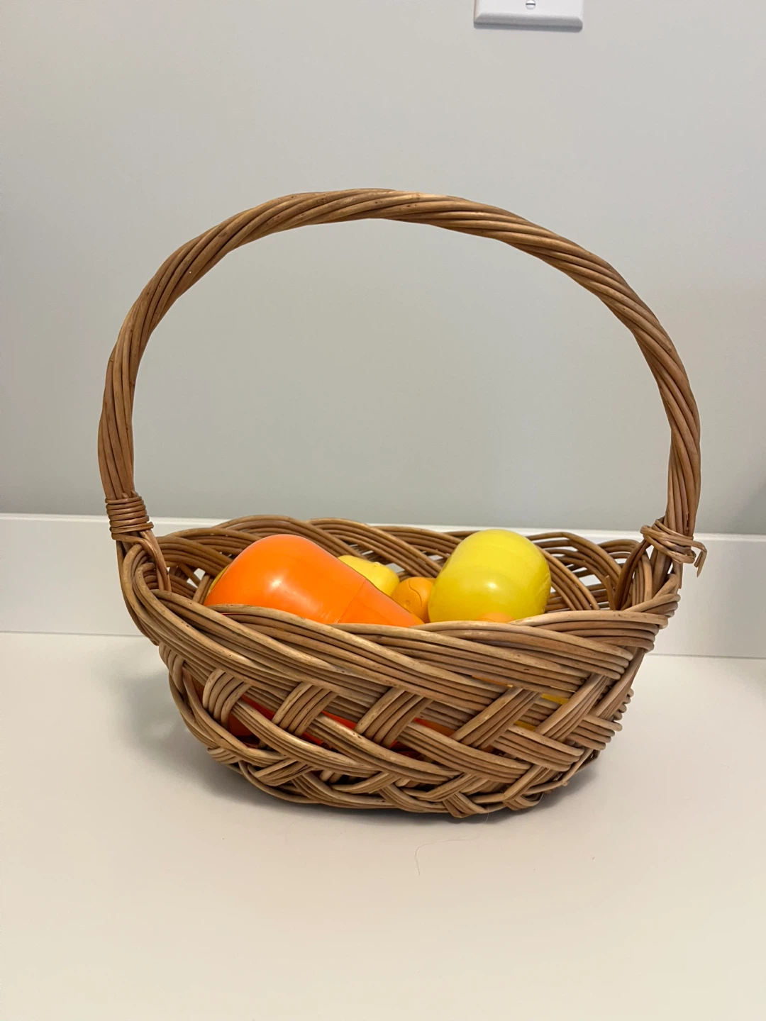 Wicker Basket + Empty Kinder Surprise Capsules