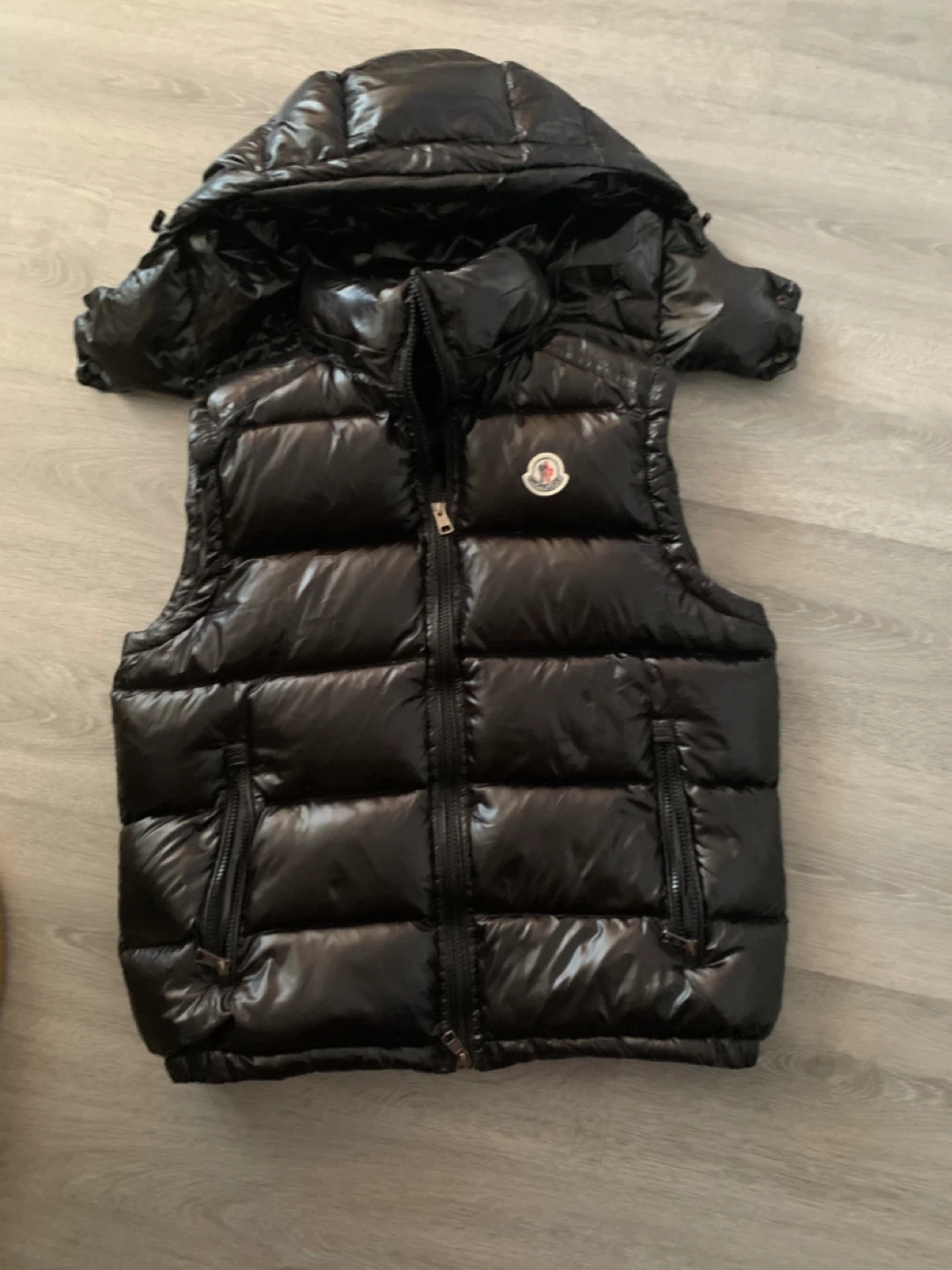 Moncler Black Puffer Vest with Hood size small