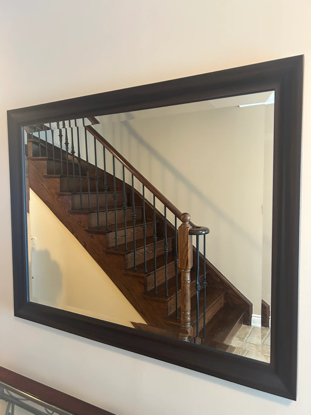 Dark Wood and Metal Console Table with Glass Top