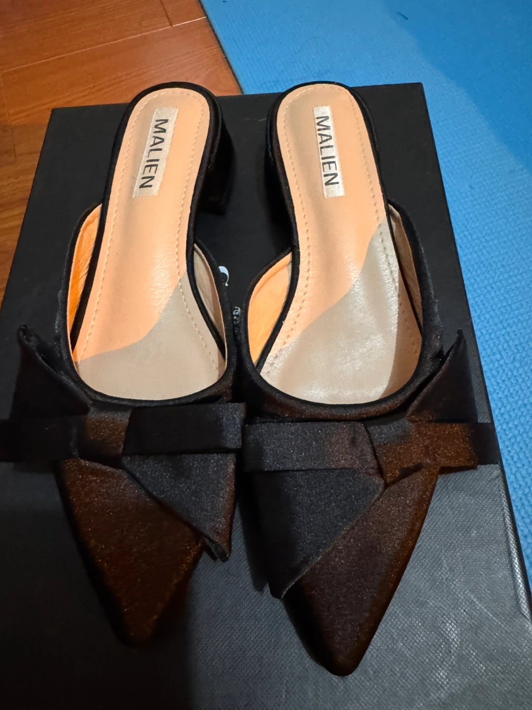 MALIEN Black Bow Mules Women's Shoes