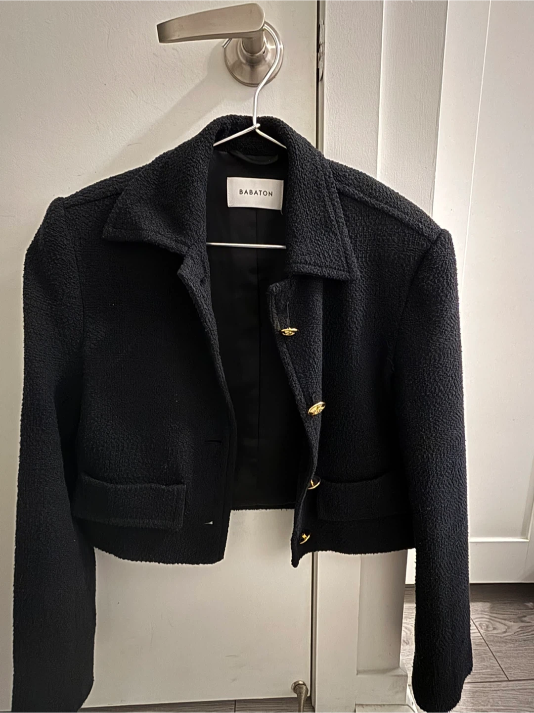 Babaton Black Textured Cropped Jacket