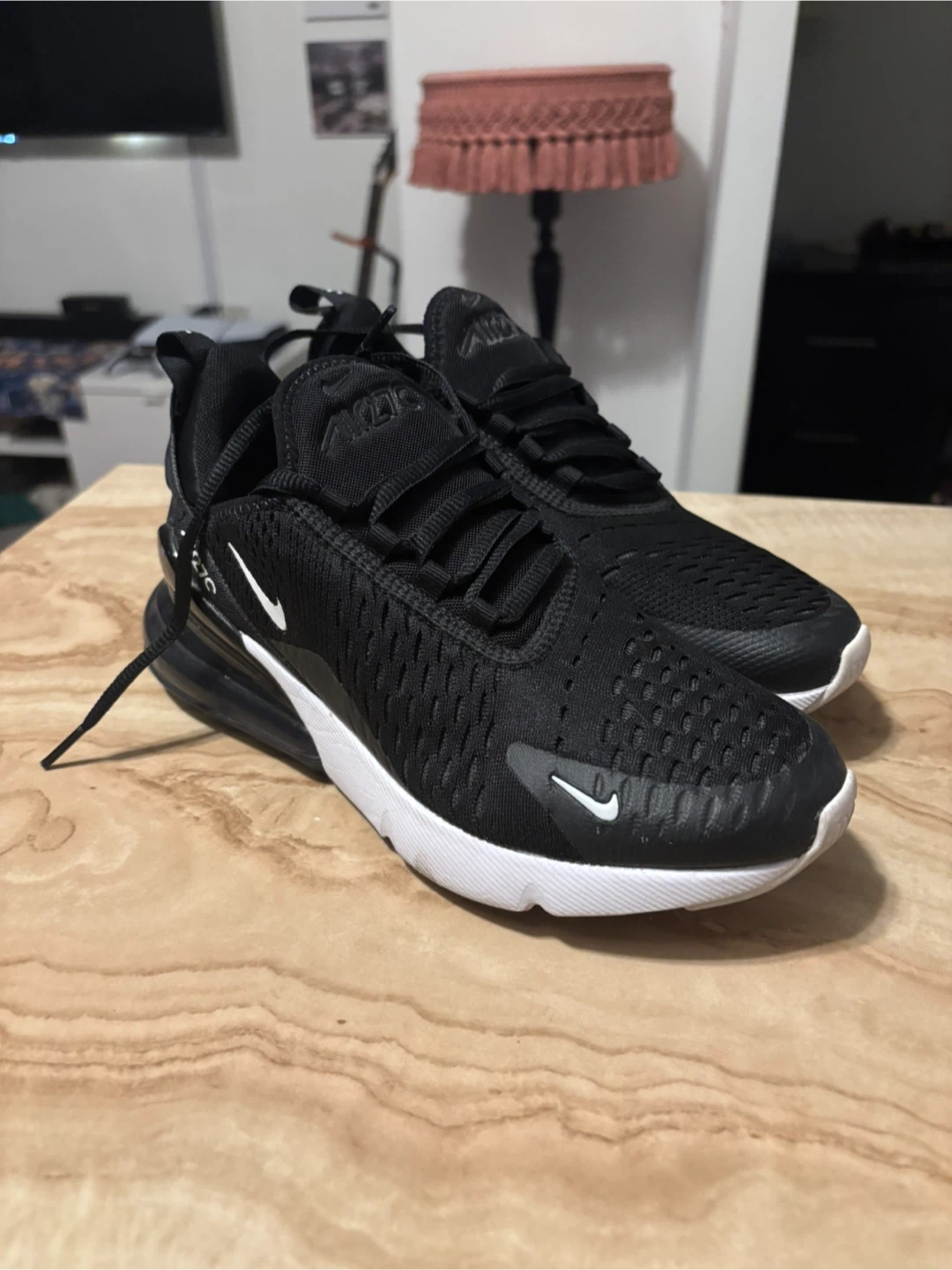 Nike Air Max 270 size 4.5 Youth Black Running Shoes - photo 2