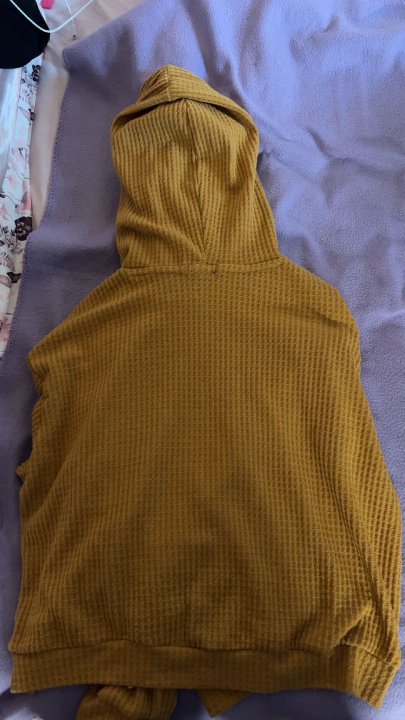 U2B Hooded Waffle Knit Top - Mustard Yellow - Size L - photo 2