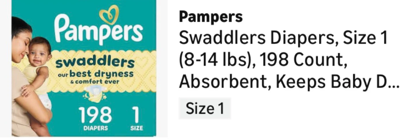 Pampers Swaddlers Diapers Size 1 (8-14 lbs) - 198 Count - photo 2