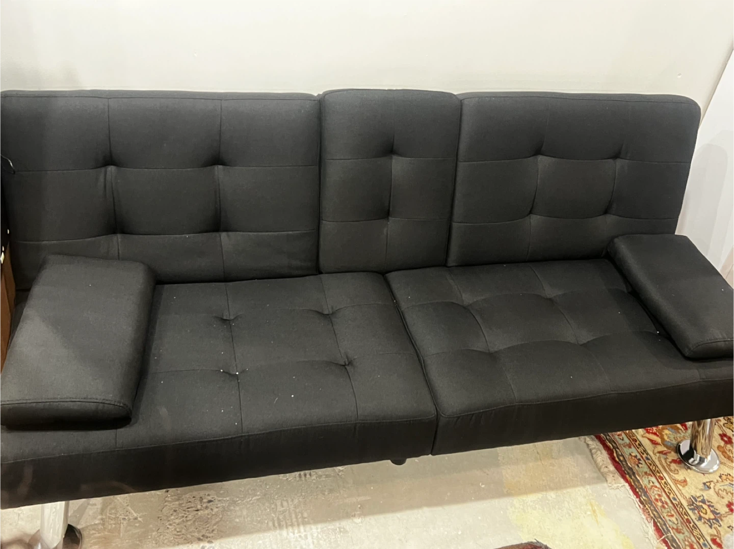 Black Tufted Futon Sofa - photo 2