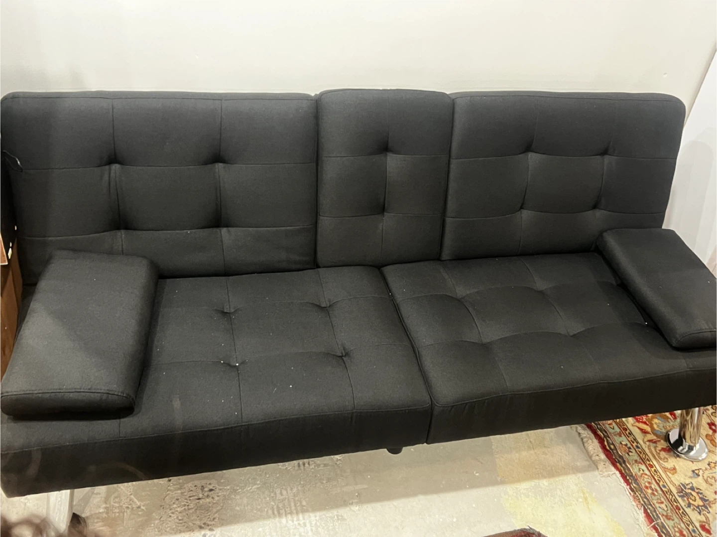 Black Tufted Futon Sofa