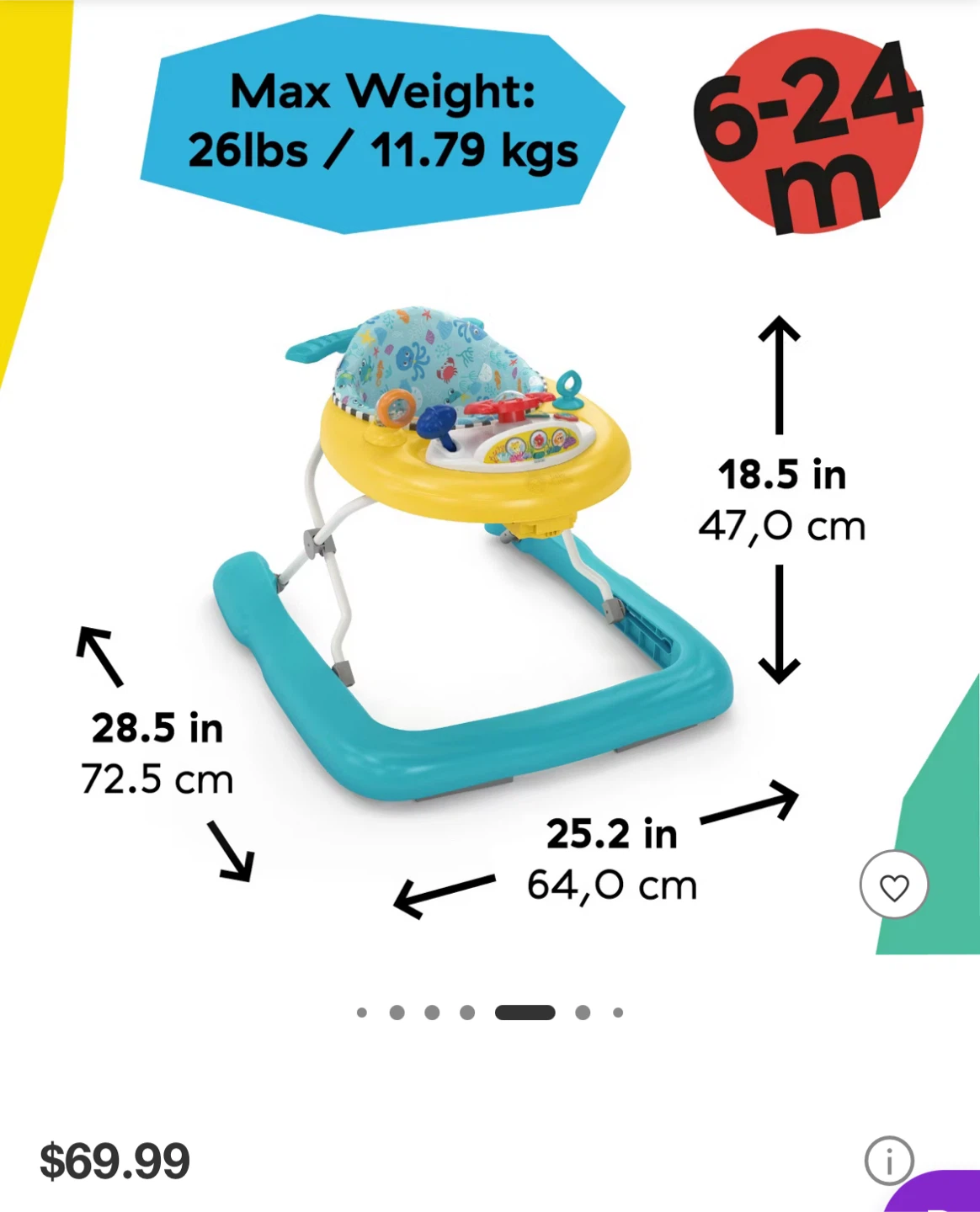 Baby Walker with Steering Wheel and Toys - photo 2