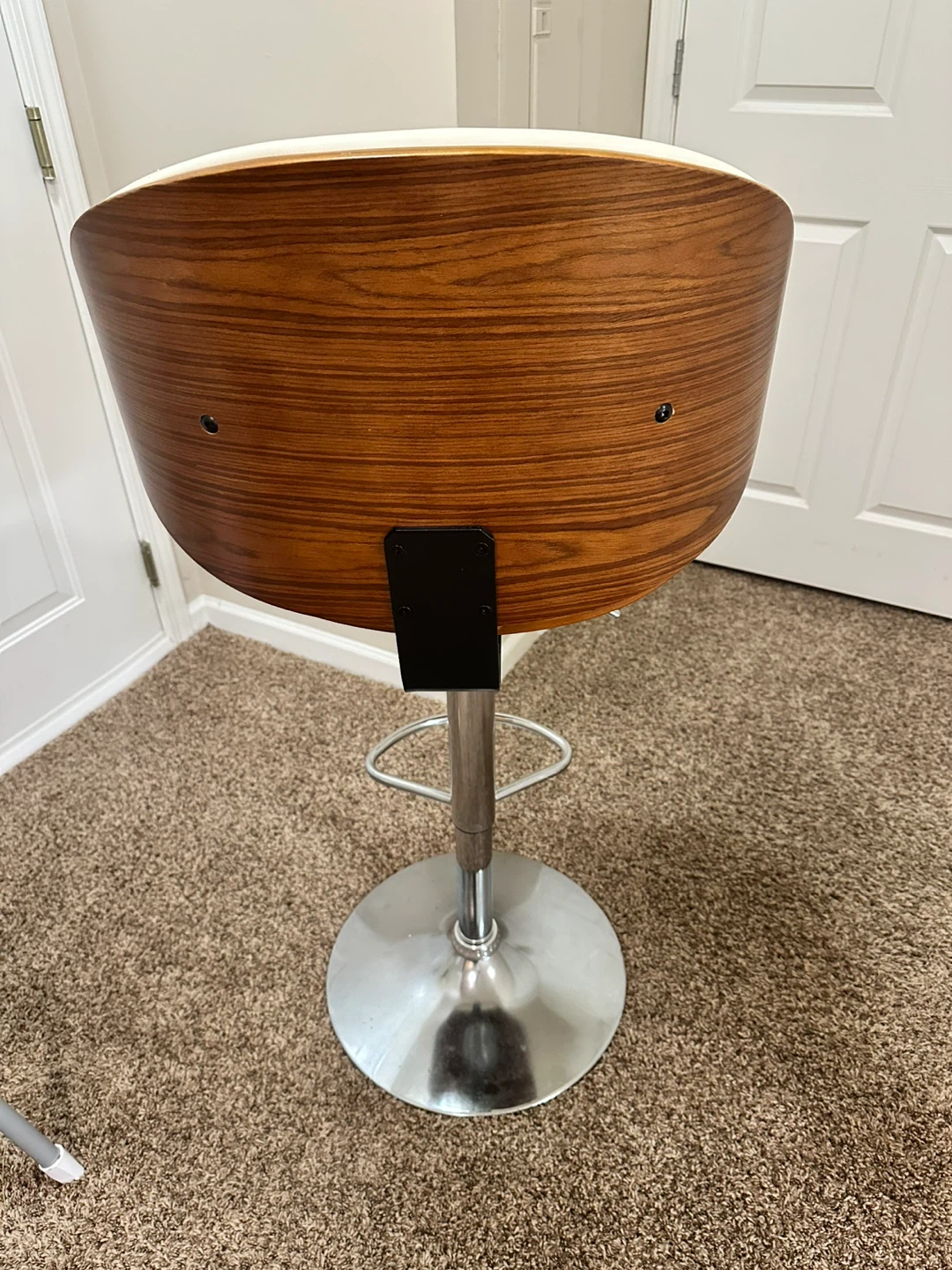 Adjustable Swivel Bar Stool - White & Wood Finish