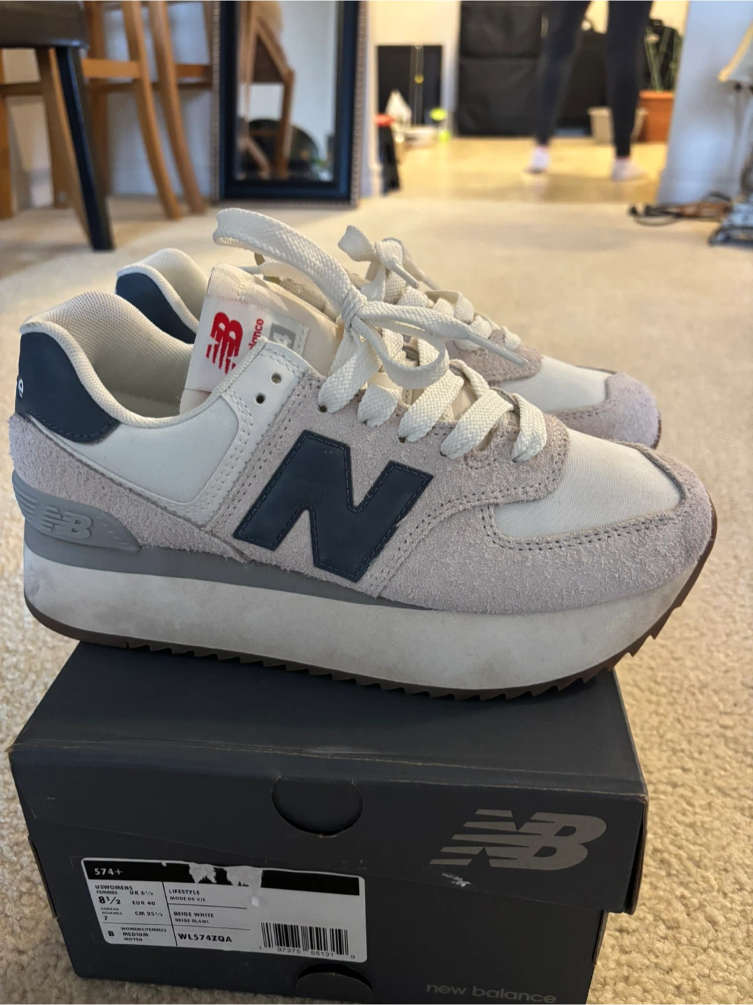 New Balance 574+ Women's Lifestyle Sneakers - Beige White - photo 2