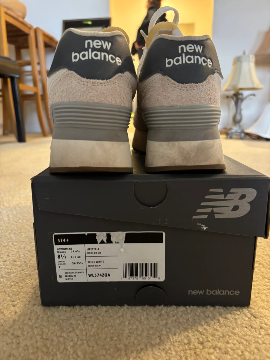 New Balance 574+ Women's Lifestyle Sneakers - Beige White - photo 4