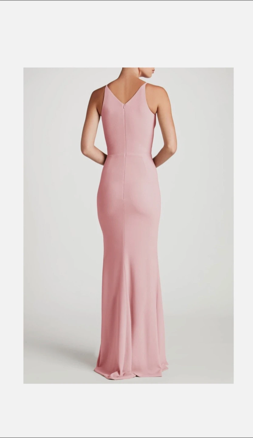 Dress the Population Iris Plunge V-Neck Slit Gown, Blush, M - photo 3