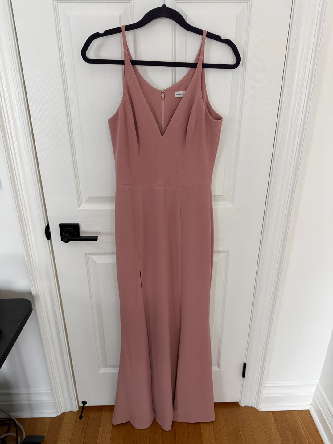 Dress the Population Iris Plunge V-Neck Slit Gown, Blush, M - photo 5