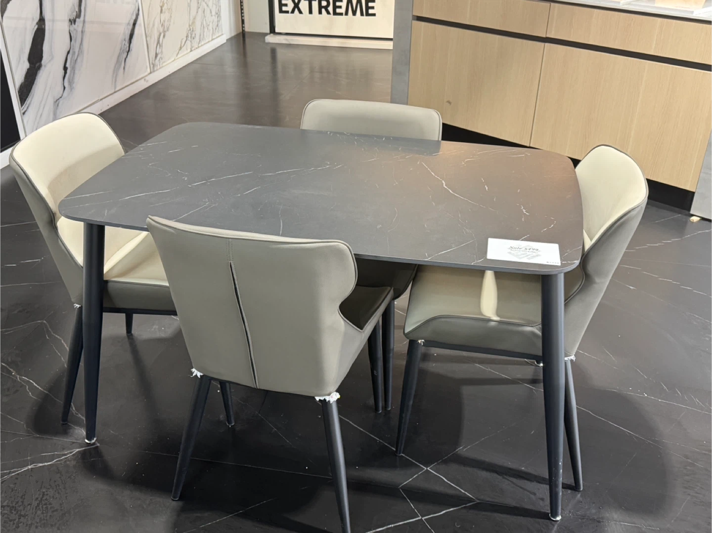 Porcelain slab Top Dining Table with 4 Chairs