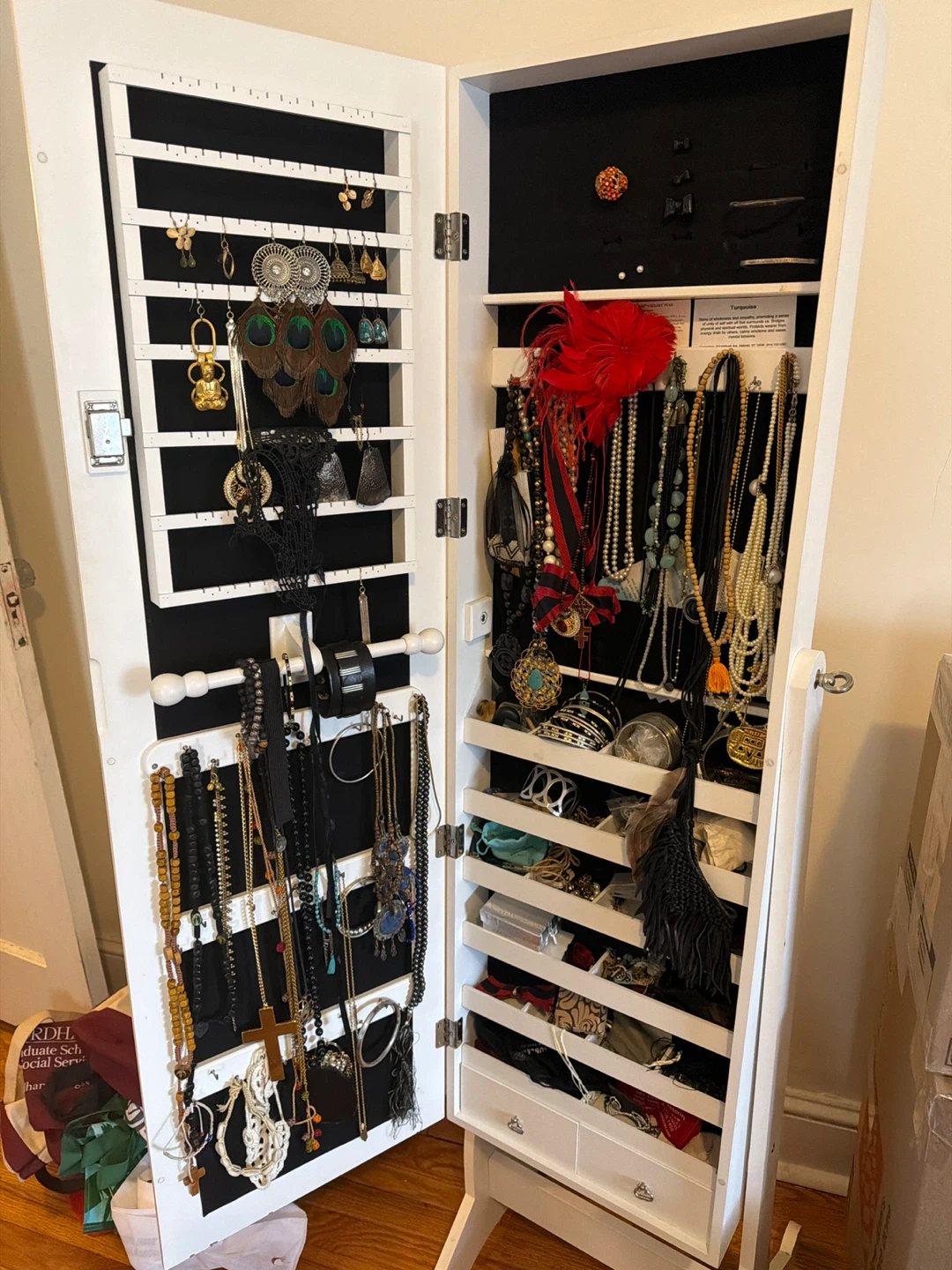White Jewelry Armoire with Full Length Mirror - photo 2