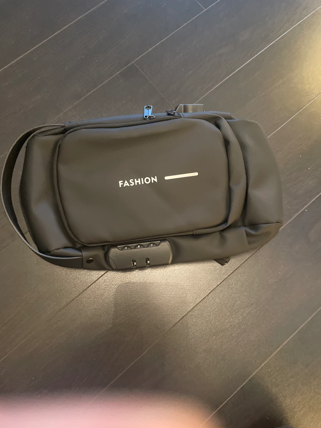 Black Fashion Sling Bag with Combination Lock and charger port