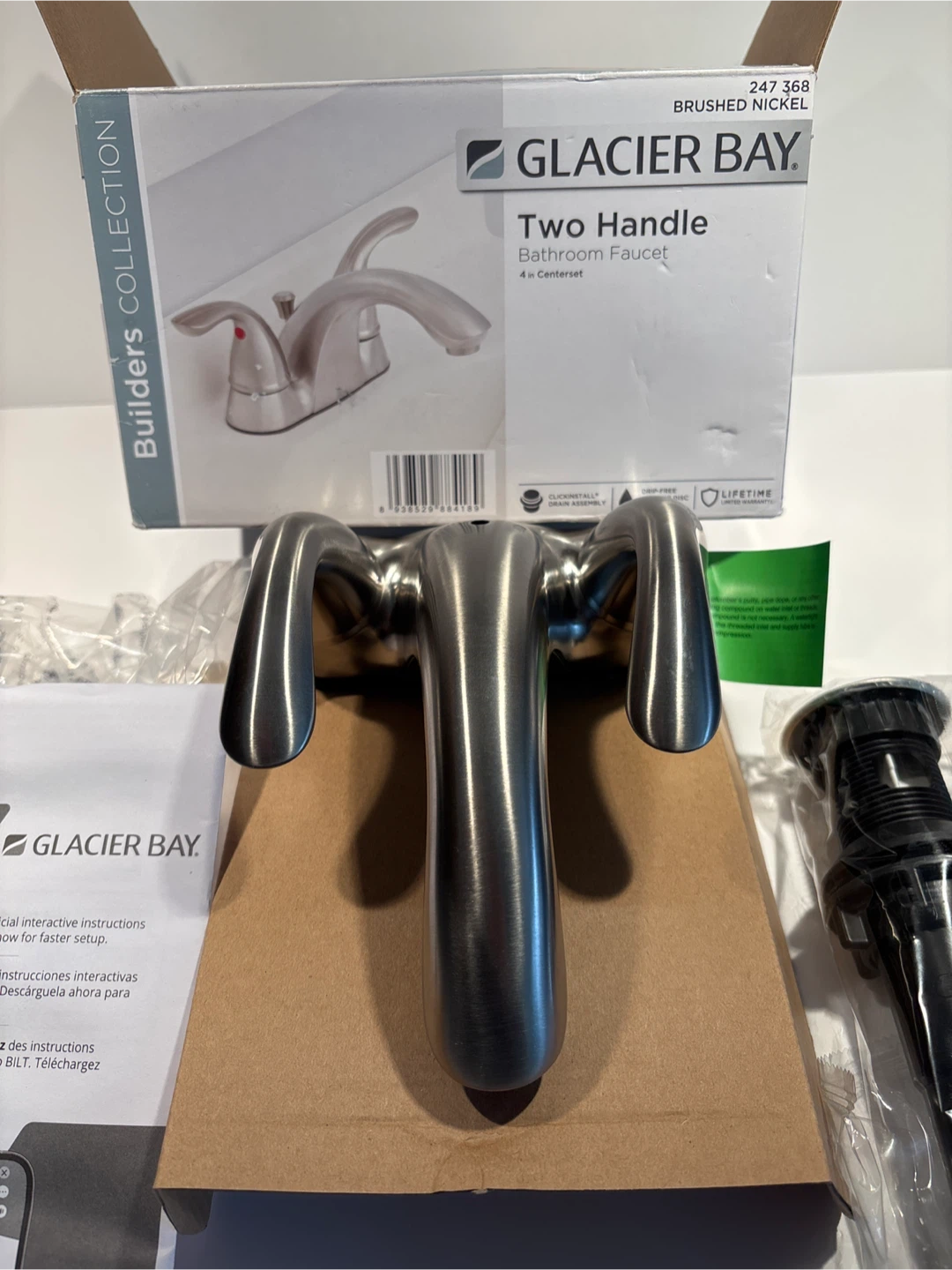 Glacier Bay Brushed Nickel Two Handle Bathroom Faucet - photo 2