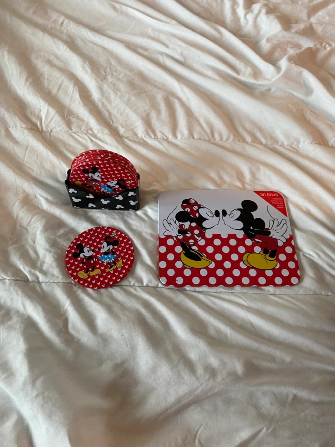 Disney Mickey & Minnie Coasters and Trivet Set