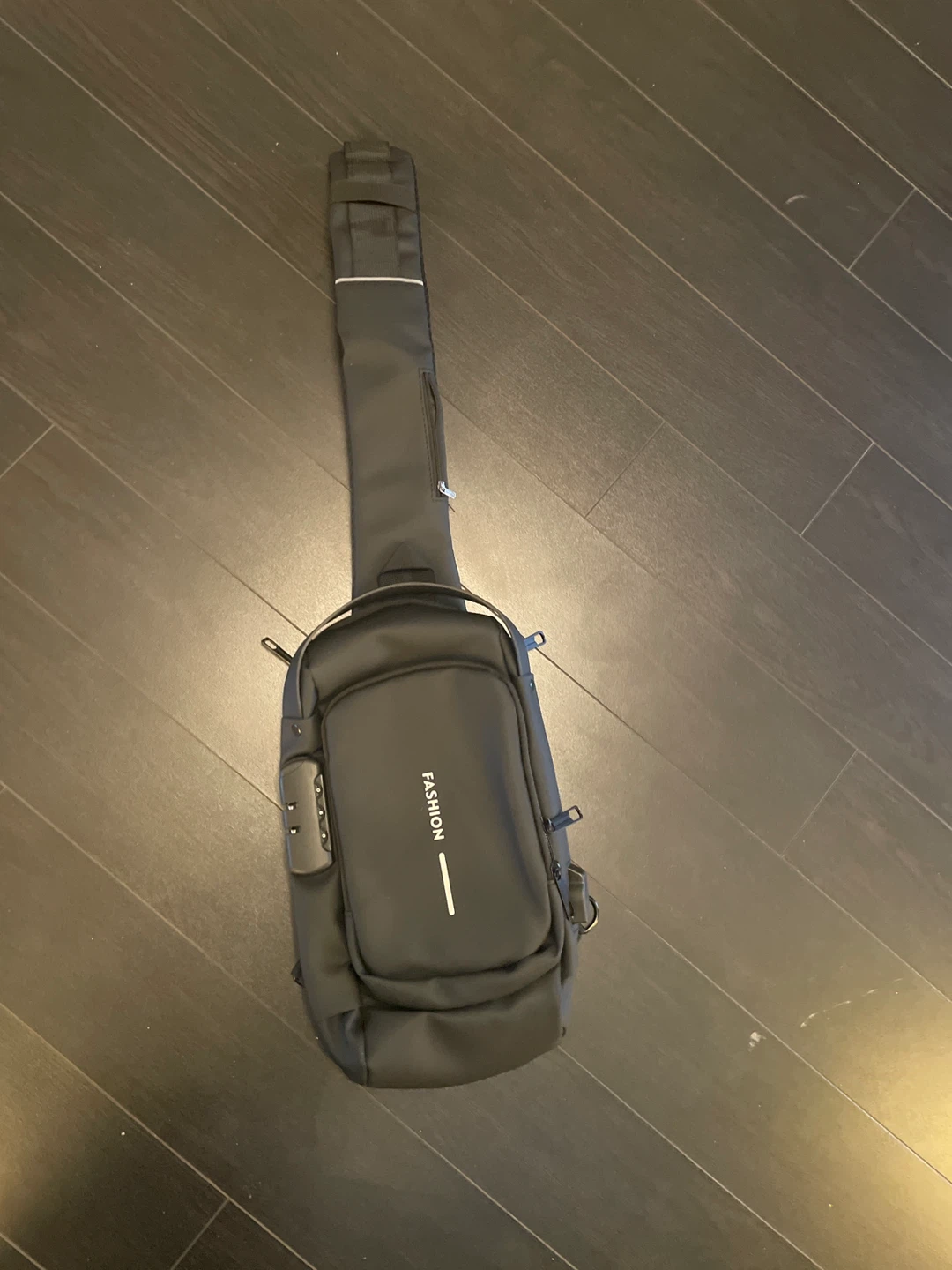 Black Fashion Sling Bag with Combination Lock and charger port - photo 2